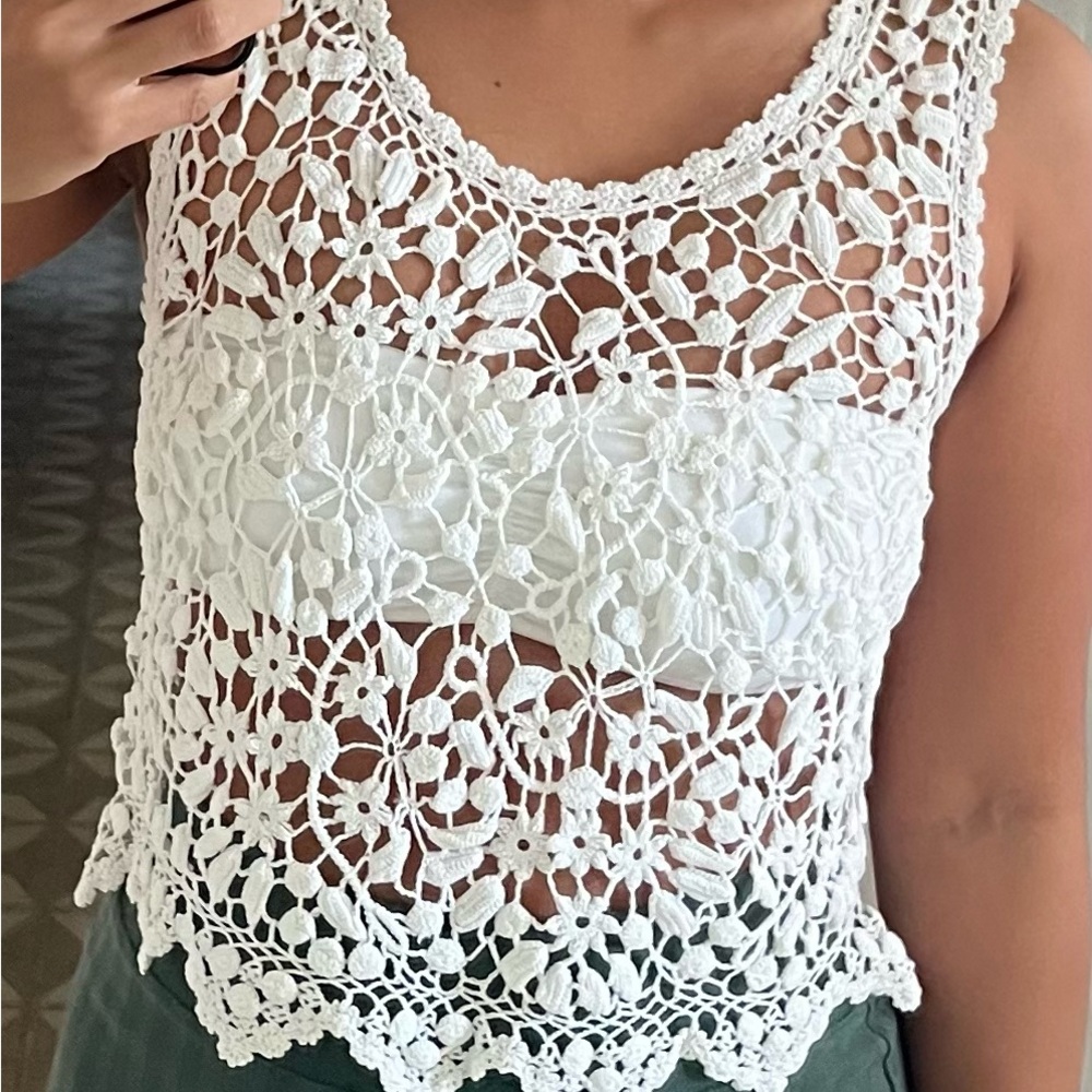 White Crochet Lace Top